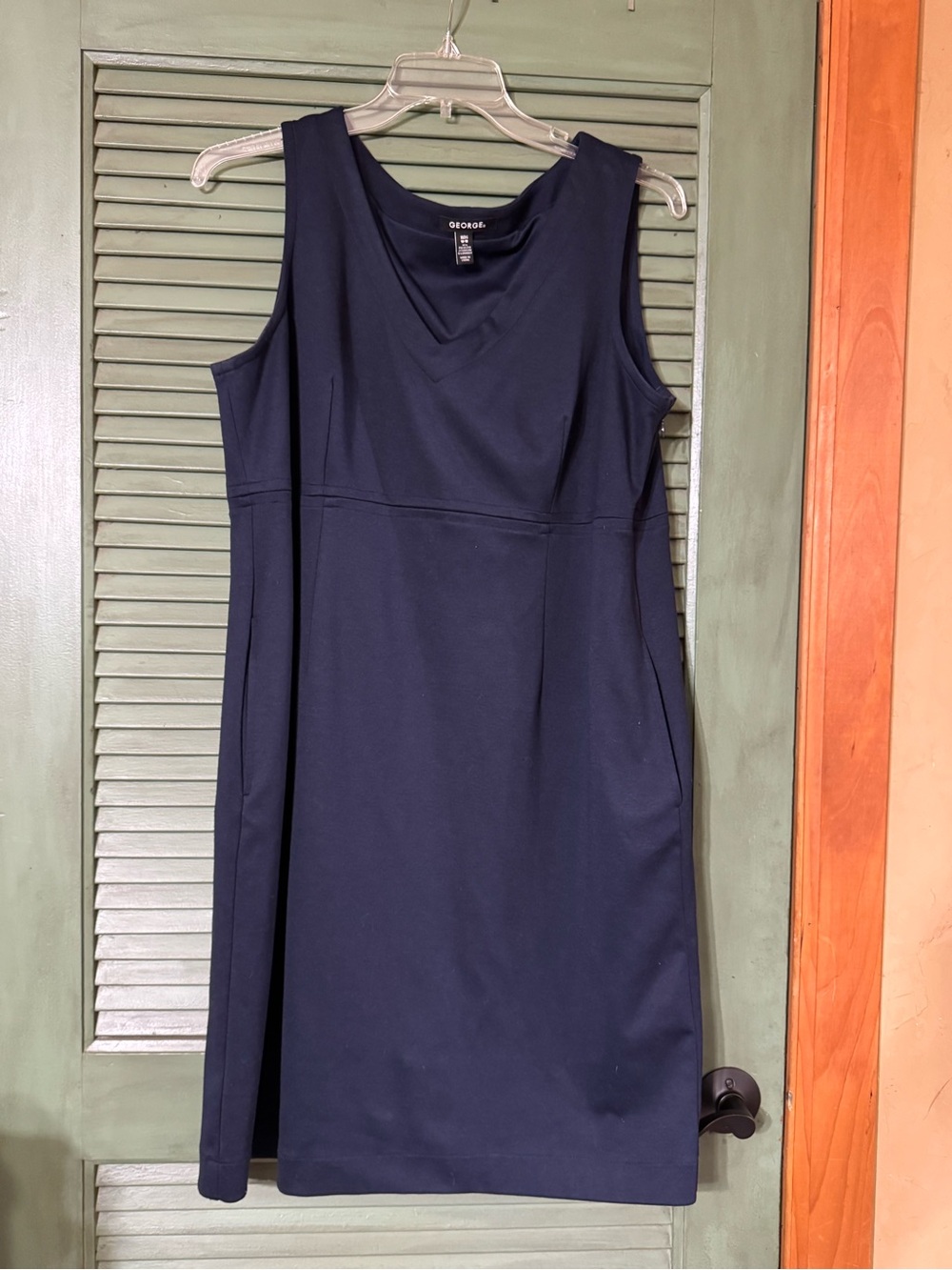 George Classic Navy Sleeveless V-Neck Shift Dress